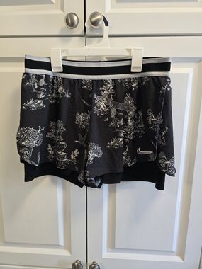 Nike Court Flex Shorts Black & White Skeleton Toile-de-jouy 2019 French Open XL